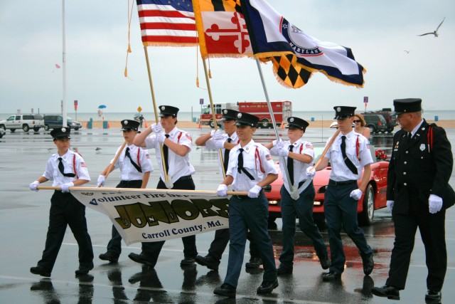 Maryland State Firemen's Association Parade, Ocean City, 2007.  The Honor Guard begins its journey.